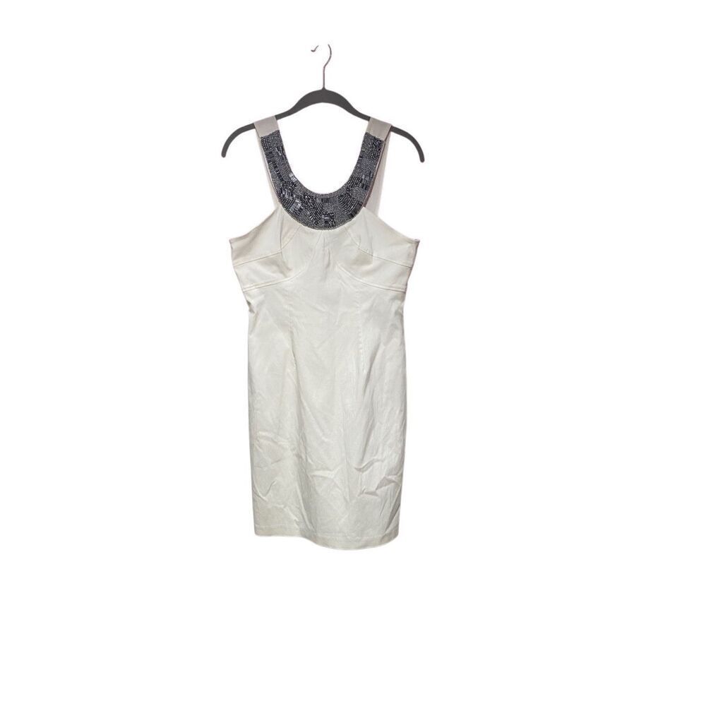 Boston proper women’s white beaded collared body, con dress size medium